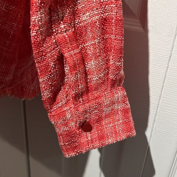 Zara‎ Pink/White Tweed Woven Shirt Shacket Size S - Picture 10 of 12